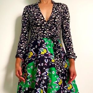 Diane Von Furstenberg black/green floral dress 2